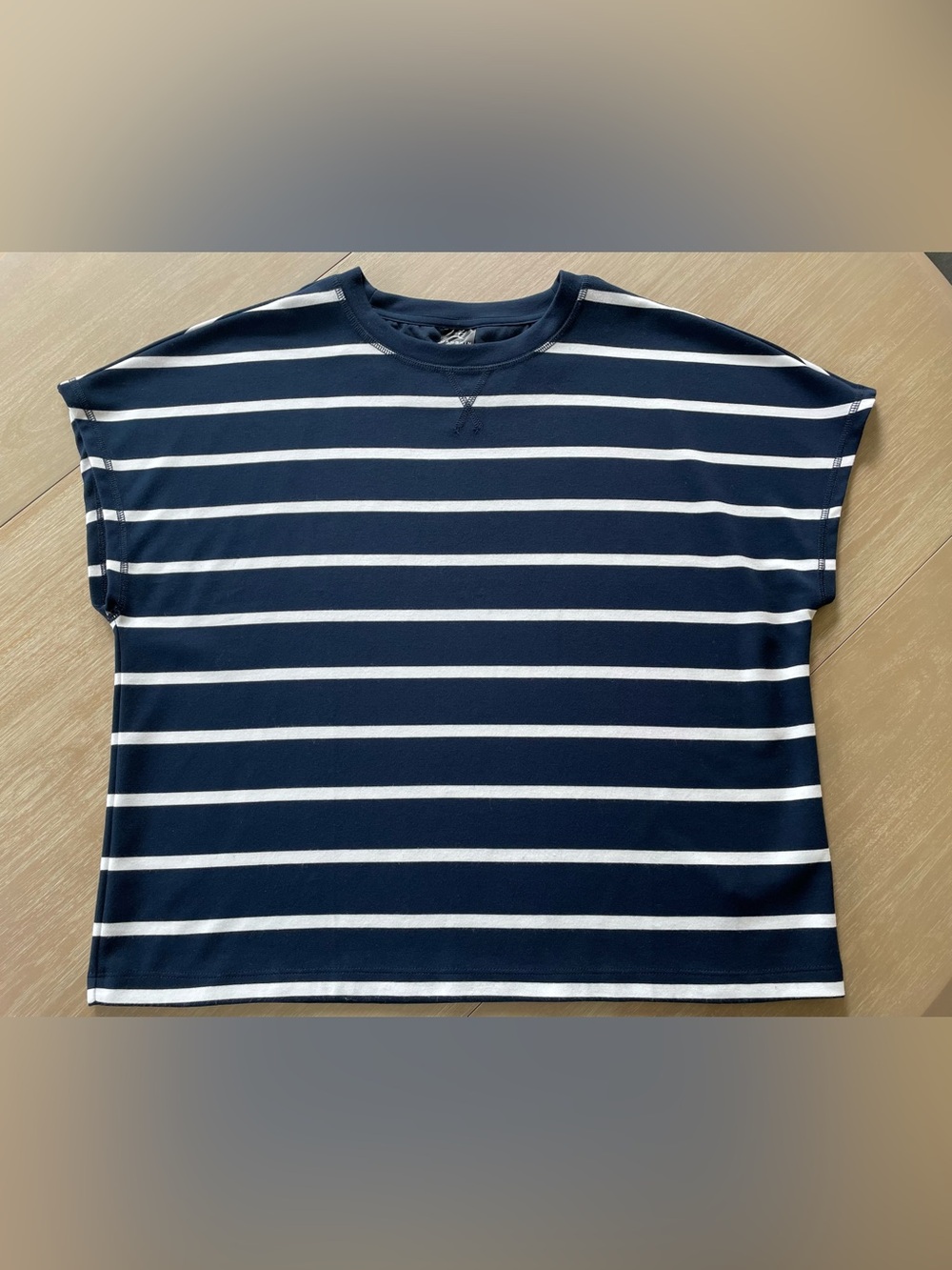 Danskin Navy and White Stripe Boxy Athletic Tee